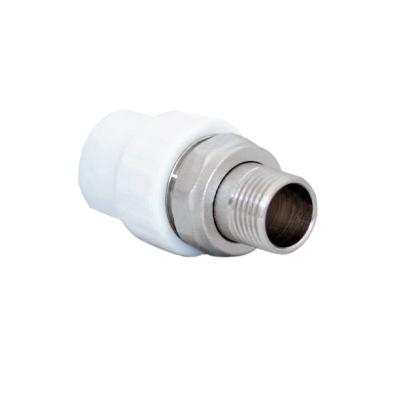 Муфта для радиатора ПП 20-3/4'' PN 25, с американкой, белая, РосТурПласт 14629